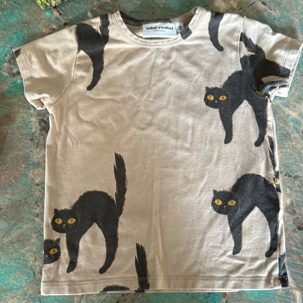 Mini rodini black cat shirt